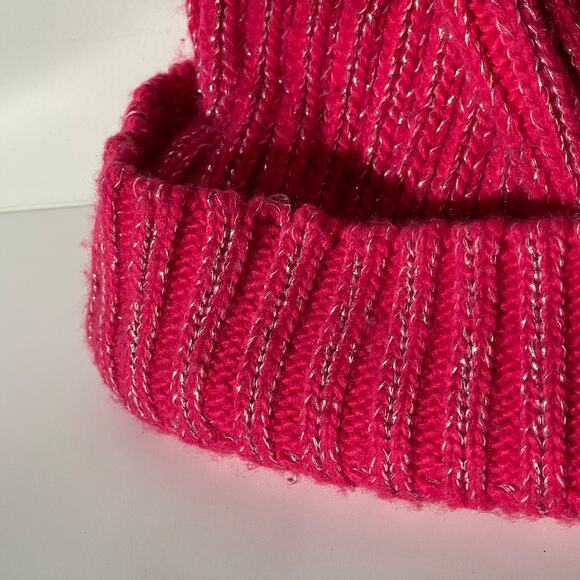 Girls Size 4-16 Pink Beanie Pom Pom Sparkly Pullover Cable Knit Acrylic Blend - Picture 5 of 6